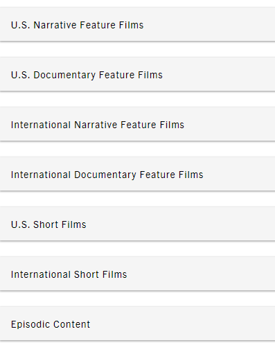 Sundance Film festival Categories